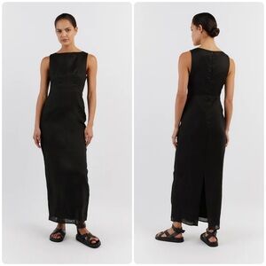 DISSH Tyla Midi Dress Black Linen Size 10